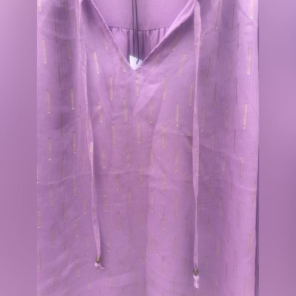 Elegant Purple Blouse with Tie Neck - Picture 9 of 10